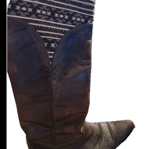 Ariat Distressed Brown Leather Boots with Textured Print